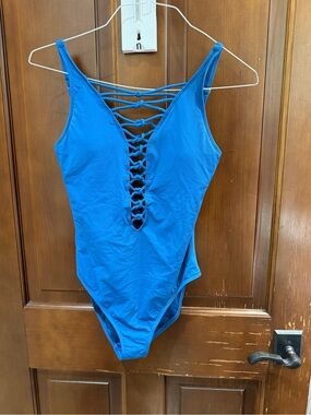 Bleu Rod Beattie Vibrant Blue One-Piece with Ladder Back Detail